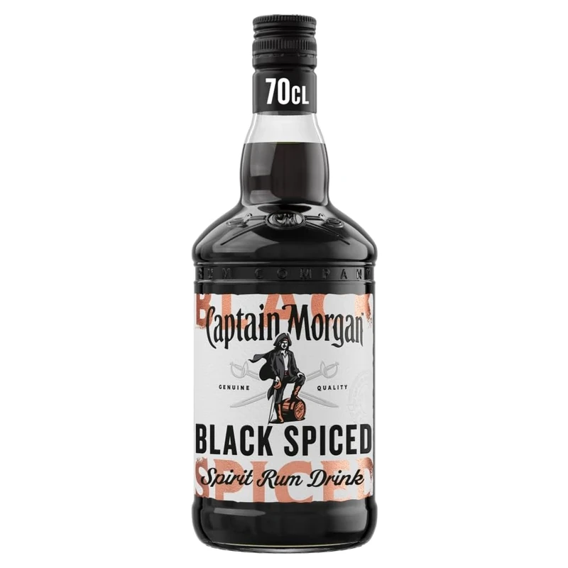 Captain Morgan Black Spiced Spirit Drink with Caribbean Rum | 40% vol | 70cl | Aged in Oak Barrels | Notes of Caramel | Vanilla & Black Cherry | Enjoy in Drinks or a Cocktail