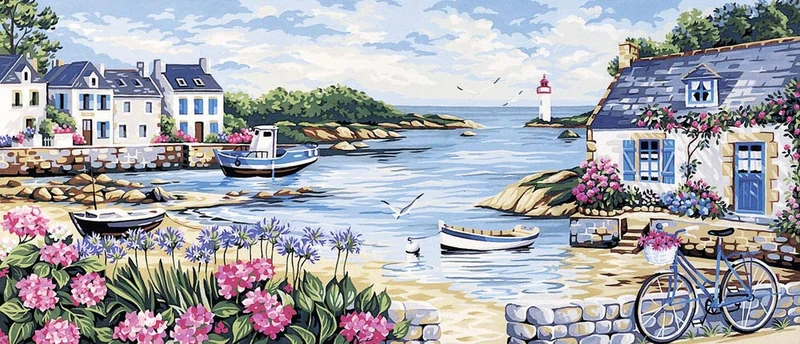 Royal Paris Tapestry Canvas: Royal Paris: Seaside, Multi, 50 x 115cm