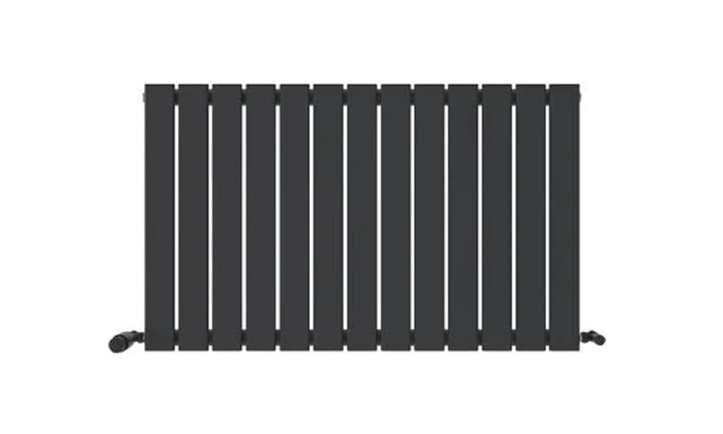 iBathUK Apex Wall Mounted Horizontal Single Slim Flat Panel Designer Radiator, Steel Central Heating Panel Heater High BTU, Slim Radiator Bottom Feed in Matt Anthracite, 600 x 988mm