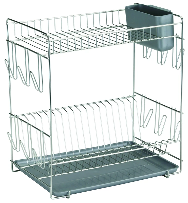 Sauvic 90980 Dish Drainer with Tray Stainless Steel Grey 43 x 25 x 41.5 cm