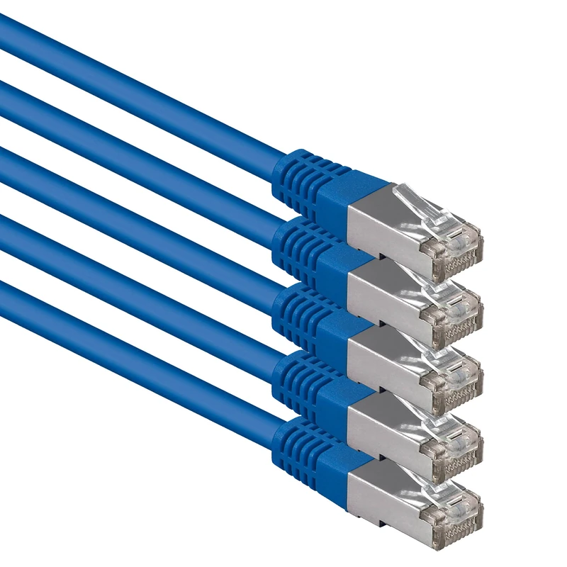 10 m blue - 5 pieces Cat.6 patch cable network cable CAT6 S-FTP Gigabit Lan PIMF CAT 6 copper CU halogen-free Internet DSL game console Smart TV