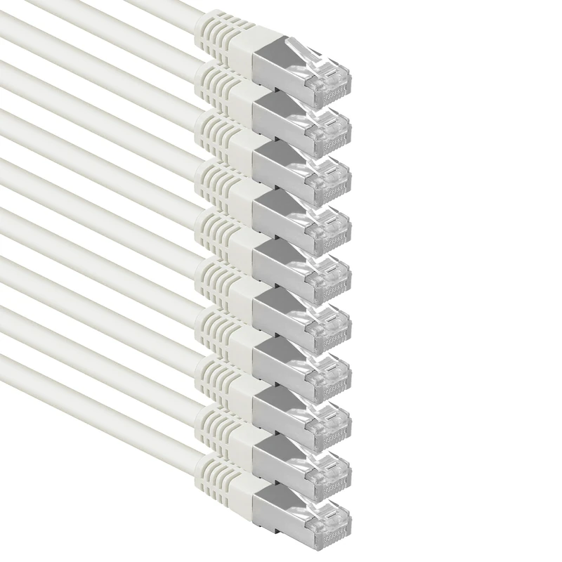 1aTTack.de 7.5 m white - pack of 10 Cat.6 patch cable network cable CAT6 S-FTP Gigabit Lan PIMF CAT 6 copper CU halogen-free Internet DSL game console Smart TV