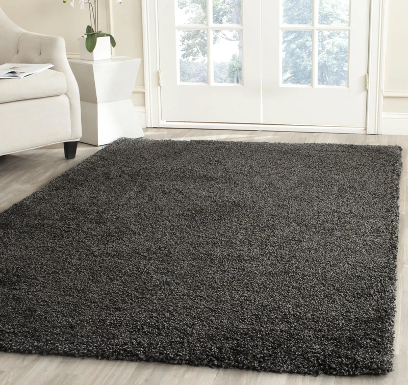 Safavieh Shaggy Rug for Living Room, Dining Room, Bedroom - Milan Shag Collection, High Pile, in Dark Grey, 122 X 183 cm