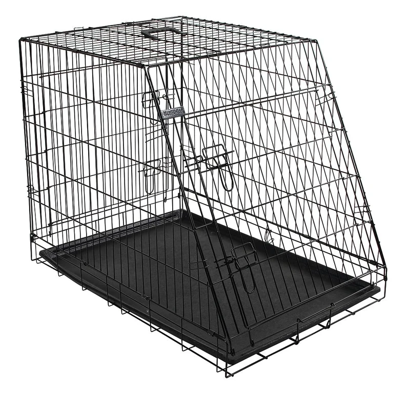 Kerbl Slanted Front Dog Cage Collapsible 2 Doors, 92 x 63 x 74 cm, Black