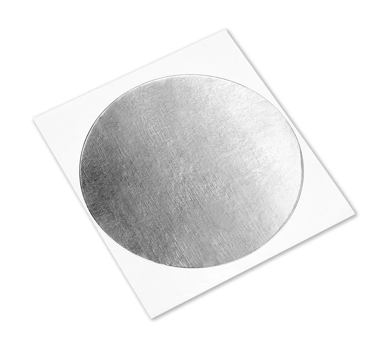 TapeCase 433 CIRCLE-4.000"-100 Silver High Temperature Aluminium/Silicone Adhesive Foil Tape, 4.000" Diameter Circles, 0.0036" Thickness, 4.000" Length, 4.000" Width (Pack of 100)