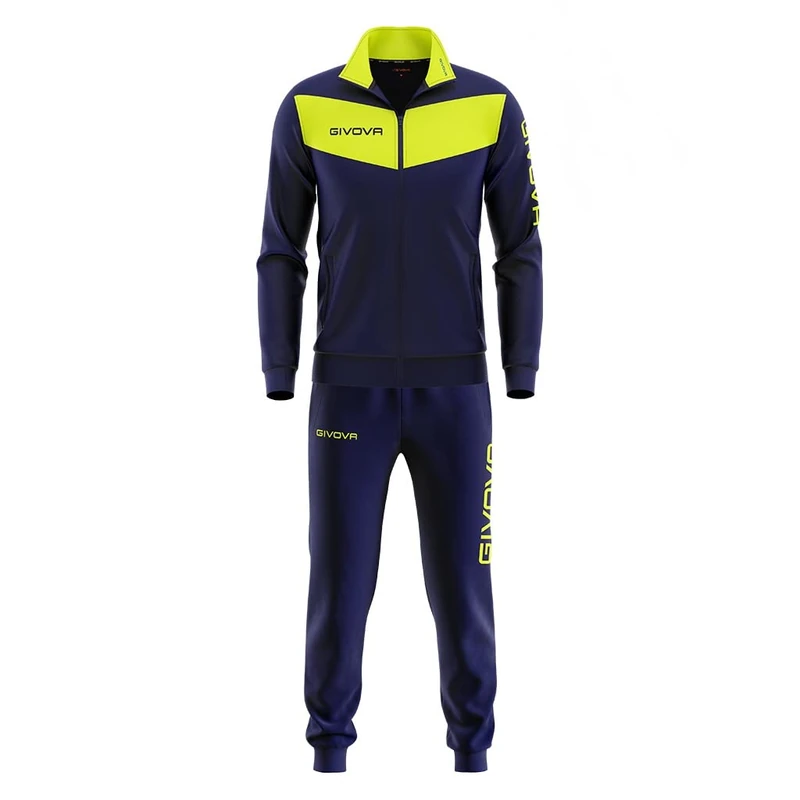 Givova Visa Tracksuit, Man, Multicolor (Dark Blue/Fluor Yellow), L
