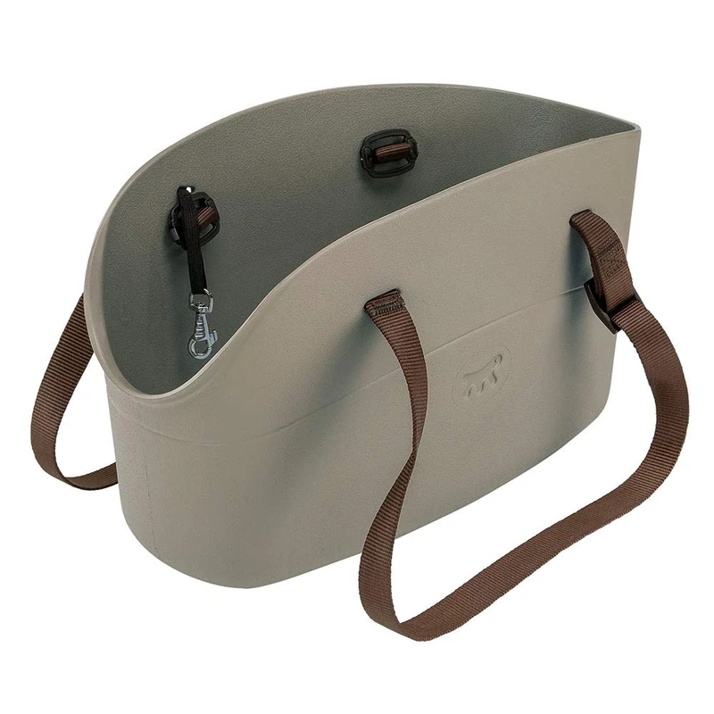 Ferplast Dog Carrier Bag up to 8 kg. Soft Rubber Plastic, Waterproof and Washable Cat Carrier, Adjustable Handles, Safety Strap, 43.5 x 21.5 x 27 cm. Dove Gray.