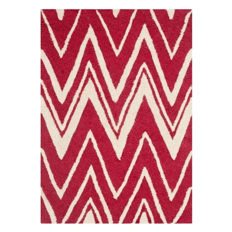 SAFAVIEH Modern Rug for Living Room, Dining Room, Bedroom - Cambridge Collection, Short Pile, in Red and Ivory, 152 X 244 cm