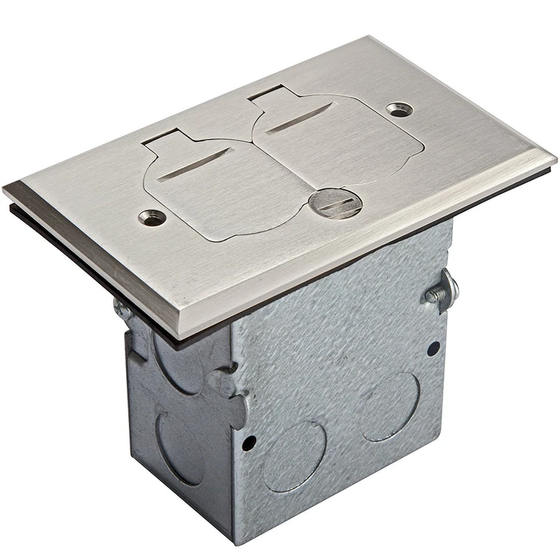 TOPGREENER 705507 Floor Box Kit, 1 Gang 20A Tamper/Weather Resistant Duplex Receptacle, UL Listed - Nickel Plated Brass by Top Greener