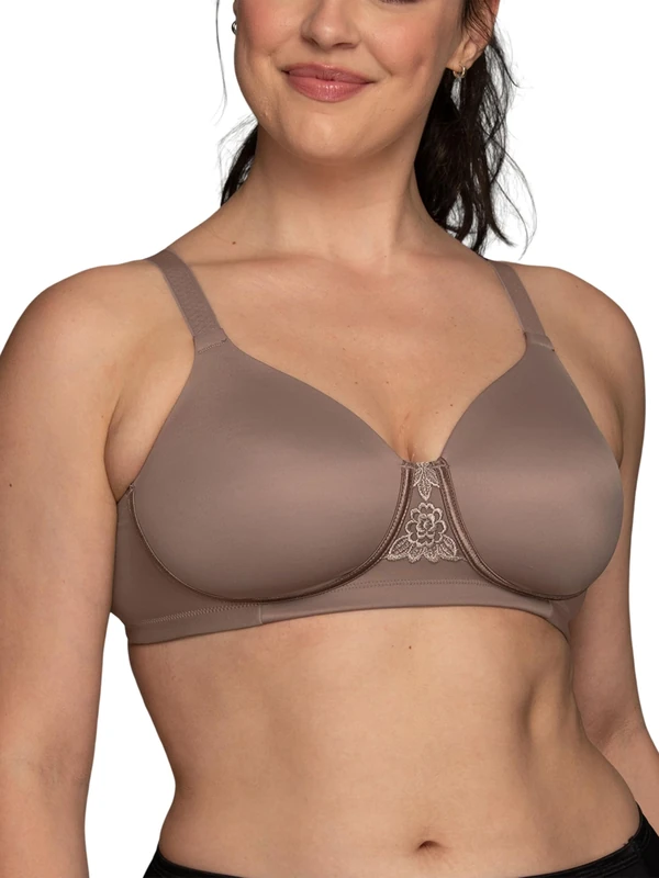 Vanity Fair Women's Full Figure Beauty Back Smoothing Bra, 4 Way Stretch Fabric, Lightly Lined Cups Up to H, Opaque, Wirefree-Walnut, 44D