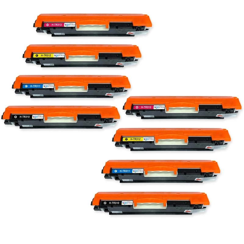 Go Inks 2 Set of 4 Laser Toner Cartridges to replace HP CE310A/CE311A/CE312A/CE313A Compatible/non-OEM for use with HP Colour LaserJet, Laserjet Pro & TopShot Laserjet Printers (8 Toners)