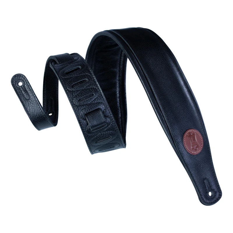 Levy's Leathers 3" Extra-Long Padded Garment Leather Guitar Strap; Adjustable from 37" - 63" | Black (MSS2-XL-BLK) - Image 1