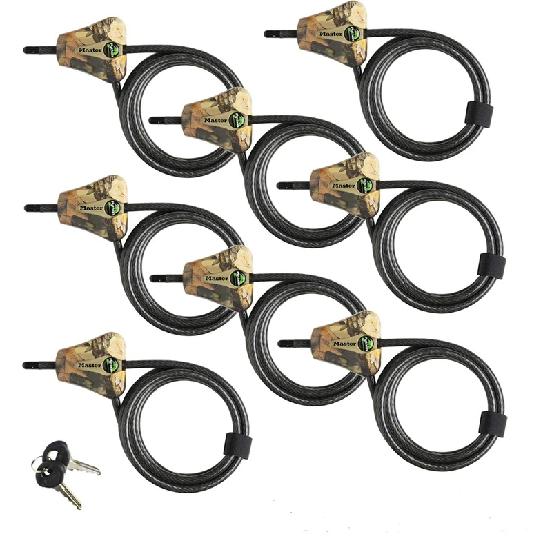 Master Lock Python Trail Camera Adjustable Camouflage Cable Locks 8418KA-8 CAMO 8-Pack Brown