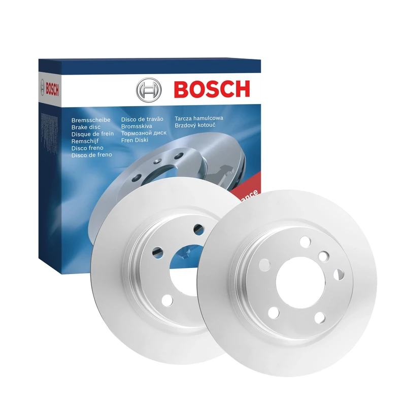 Bosch BD1650 Brake Disc Set - 290 mm Solid High-Carbon Discs - Rear Axle - ECE-R90 Certified - Great Cooling and Advanced Corrosion Protection - 1 Set of 2 Discs
