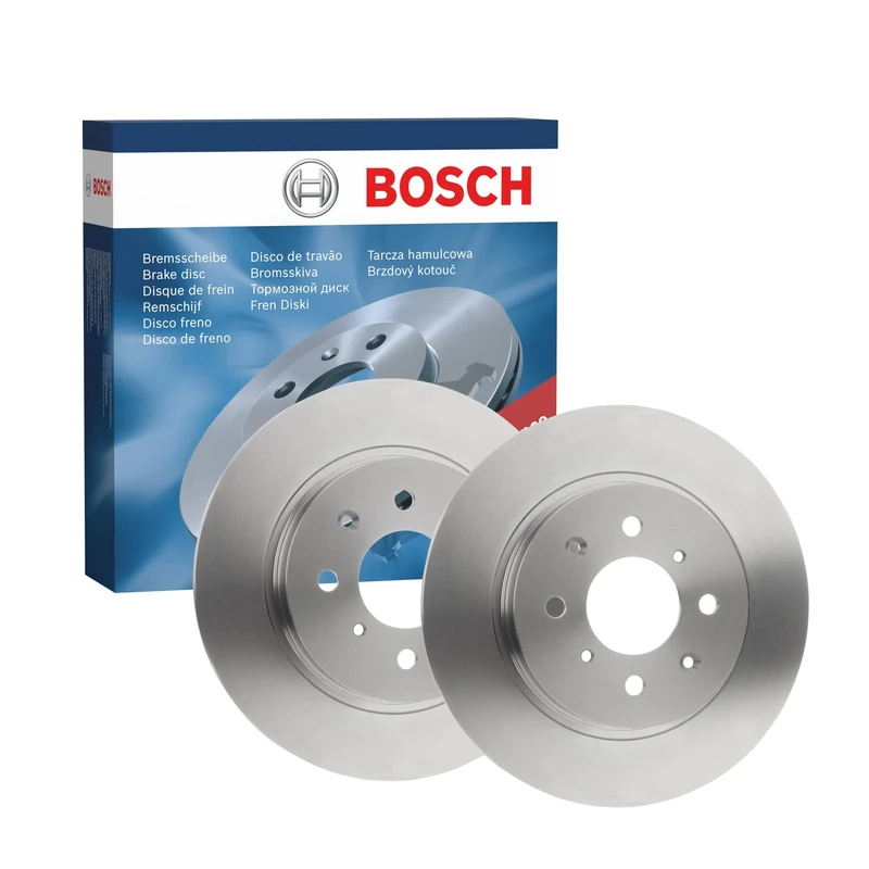 Bosch BD1637 Brake Disc Set - 259.8 mm Solid Discs - Rear Axle - ECE-R90 Certified - Reliable Braking, Stable Performance, Corrosion Protection - 1 Set of 2 Discs