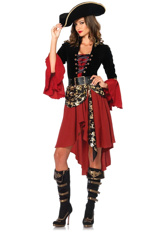 Leg Avenue Cruel Seas Captain Costume (M, Black/Burgundy)