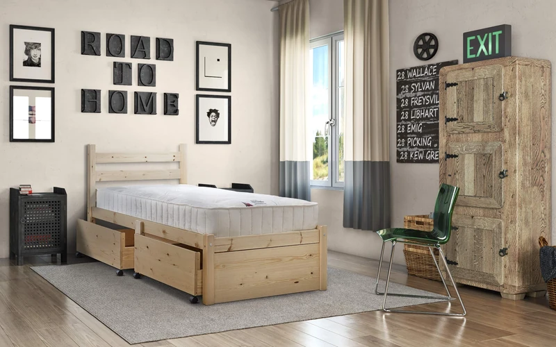 STRICTLY BEDS&BUNKS Somerset Pine Bed Frame With Storage 3ft Single