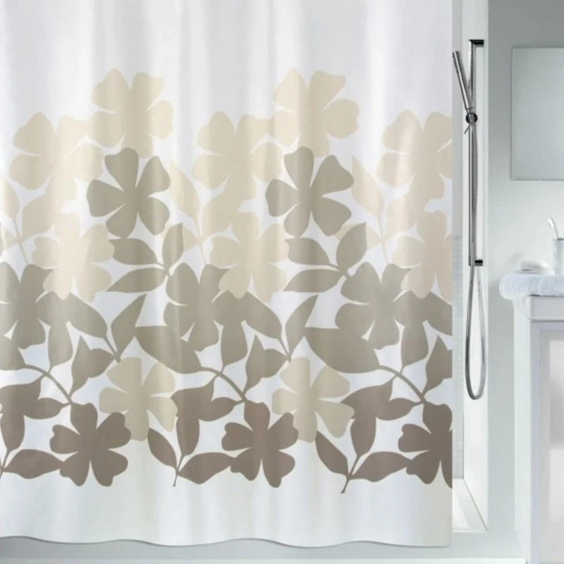 Spirella Fleury Collection Textile Shower Curtain 180 x 180 cm, 100% Polyester, Beige