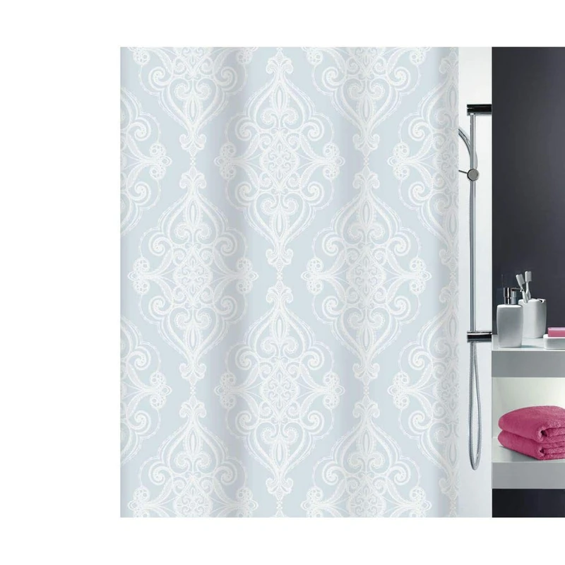 Spirella Rivoli Collection, Textile Shower Curtain, 180 x 180, 100% Polyester, White