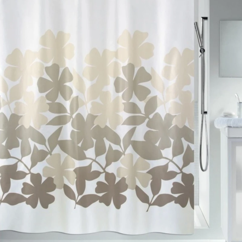 Spirella Fleury Collection Textile Shower Curtain 240 x 180 cm, 100% Polyester, Beige