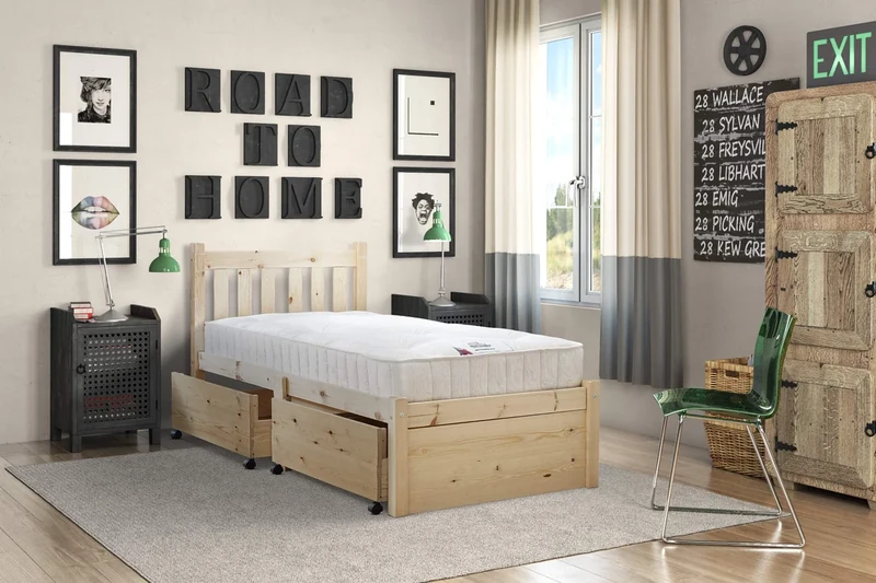 STRICTLY BEDS&BUNKS Somerset Pine Bed Frame with Underbed Storage, 2ft 6 Single - Image 1