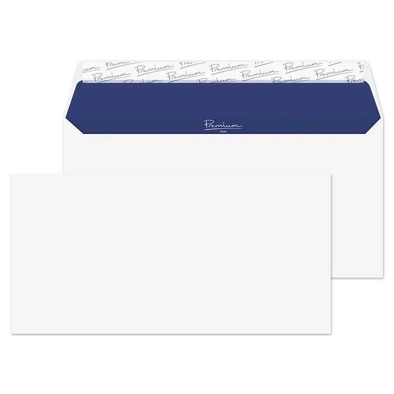 Blake Pure DL 110 x 220 mm 120 gsm Recycled Peel & Seal Wallet Envelopes (RP81882) Super White Wove - Pack of 500