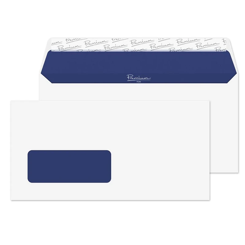 Blake Pure DL 110 x 220 mm 120 gsm Recycled Peel & Seal Window Envelopes (RP81884) Super White Wove - Pack of 500