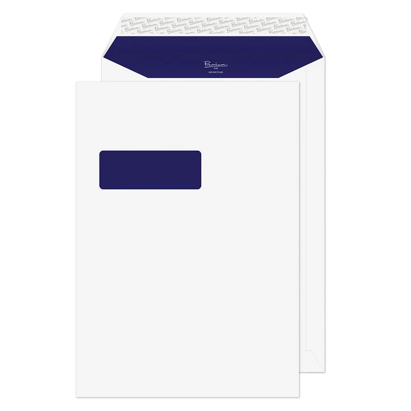 Blake Pure C4 324 x 229 mm 120 gsm Recycled Peel & Seal Pocket Window Envelopes (RP84892) Super White Wove - Pack of 250