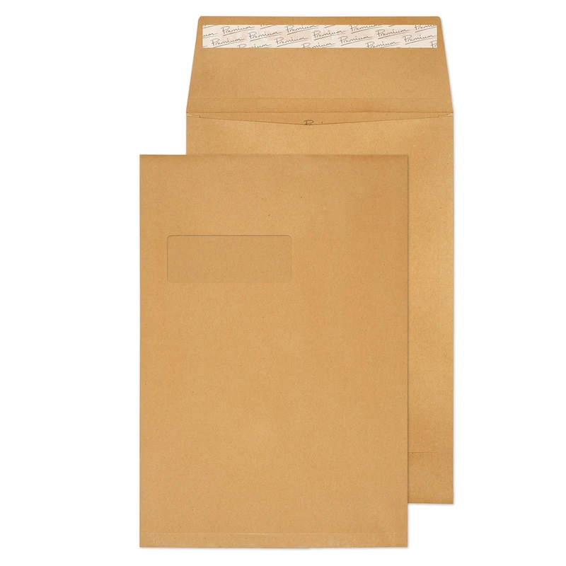 Blake Avant Garde C4 324 x 229 x 25 mm 140 gsm Heavyweight Extra Strong Peel & Seal Gusset Window Pocket Envelopes (AG0054) Cream Manilla - Pack of 100