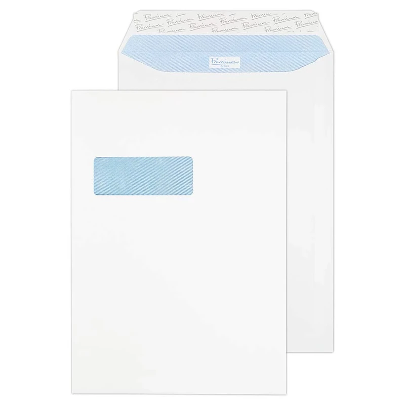 Blake Premium Office C4 324 x 229 mm 120 gsm Peel & Seal Window Pocket Envelopes (36116) Ultra White Wove - Pack of 250