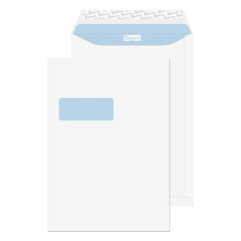 Blake Office B4 352 x 250 mm 120 gsm Peel & Seal Pocket Standard Window Envelopes (38116) Ultra White Wove - Pack of 250