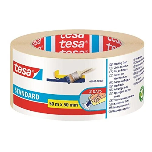 Tesa Standard Painter's Tape for Straight Profiles. Dimensions: 50mx50mm., Pack of 6 Units