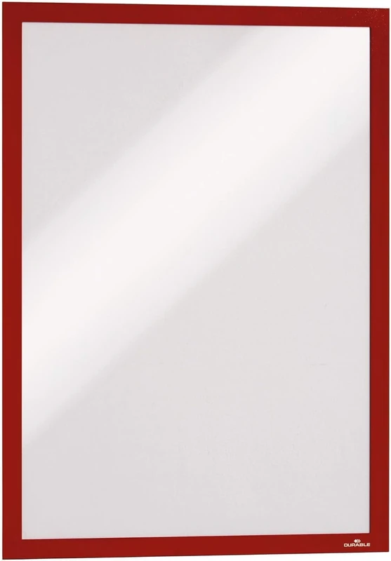 Durable DURAFRAME Self-Adhesive A3 Magnetic Frame for Solid Surfaces - Red - Pack of 2 - A3 Sign Holder for Indoor Wall and Door Use