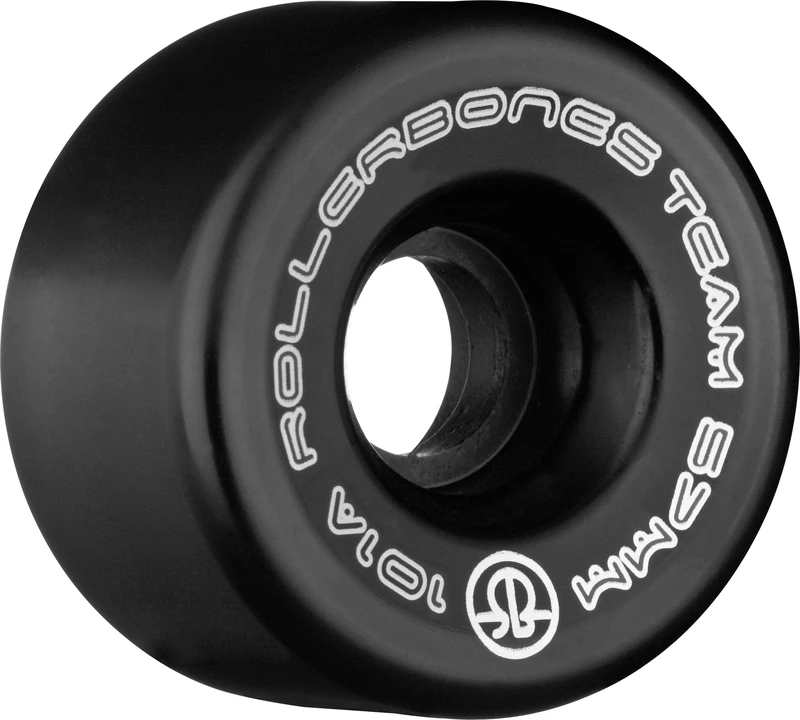 Rollerbones Team Logo 101A Recreational Roller Skate Wheels (Set of 8), Black, 62mm