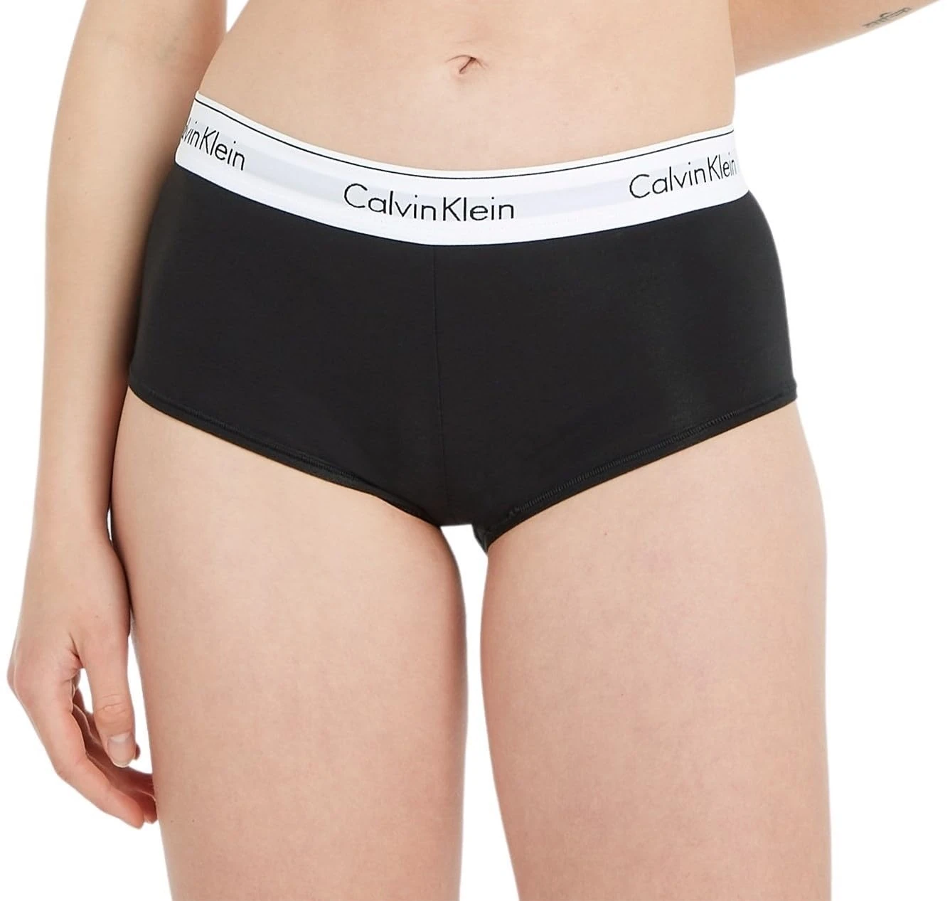 Calvin Klein Women's Modern Cotton - Short Boy Short, Black - Schwarz (BLACK 001), 12 UK (Manufacturer Size: L)