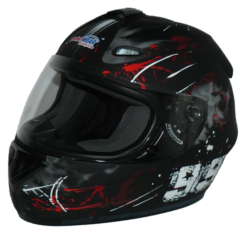 protectWEAR Motorcycle helmet black-red 99 street design FS-801-99R Size M