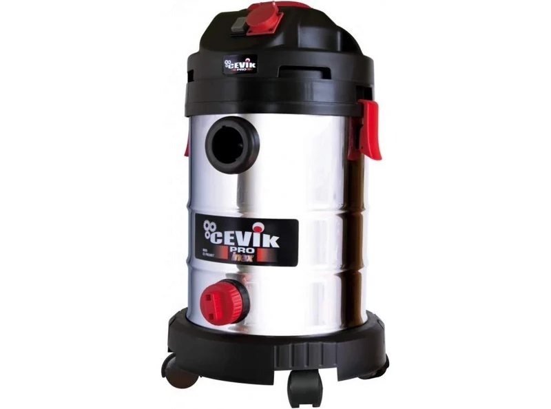 Cevik CE-PRO30XT - Aspirador eléctrico industrial.1250 W. 30 lt. Contenedor acero stainless steel. Accessories included. Tele comandado