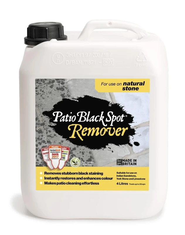 Patio Black Spot Remover Patio Cleaner for Natural Stone - Indian Sandstone, Limestone, Yorkstone - Stubborn Black Stains, Green Stains, Restore Natural Colour - Biodegradable - 4 L