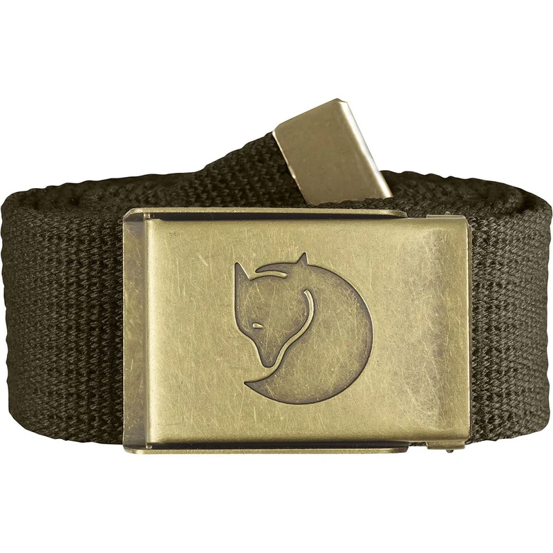 Fjällräven Men's Canvas Brass 4 cm. Belt, Dark Olive, One size (120 cm)