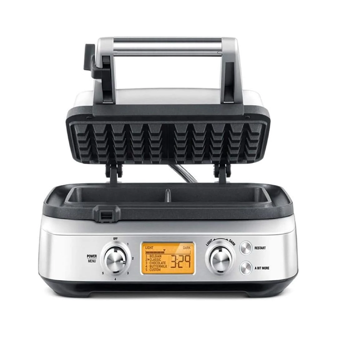 Sage - The Smart Waffle Pro - 2-Slice Waffle Maker with LCD Display - Belgian, Classic, Chocolate, Buttermilk & Custom Settings - Brushed Stainless Steel