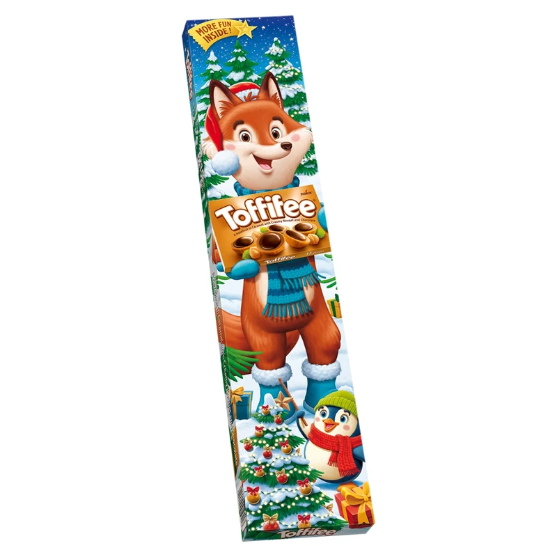 Toffifee Christmas Chewy Nougat Caramel Cups with Hazelnut & Smooth Chocolate, Festive Tall Sleeve (One of 3 Designs), 45 Cups, 375g