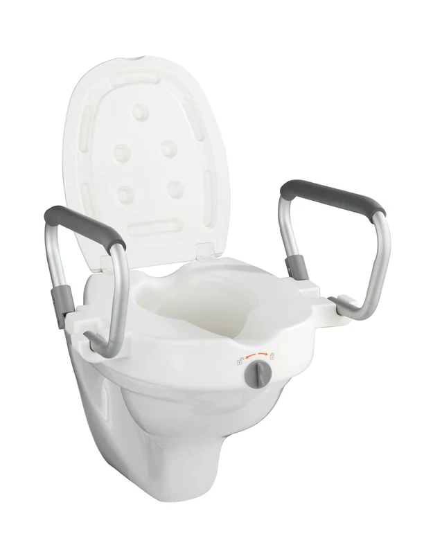 WENKO 20924100 Raised toilet seat with armrest Secura, Plastic, 55 x 37.5 x 47.5 cm, White