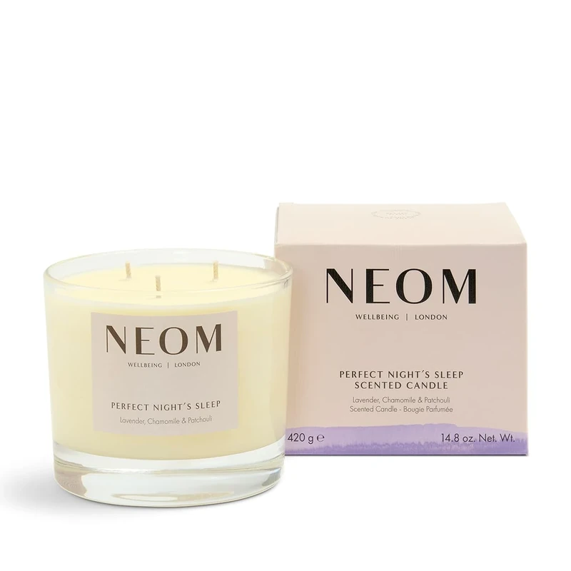 NEOM- Perfect Night's Sleep Scented Candle, 3 Wick | Lavender, Chamomile & Patchouli| Essential Oil Aromatherapy Candle | Scent to Sleep