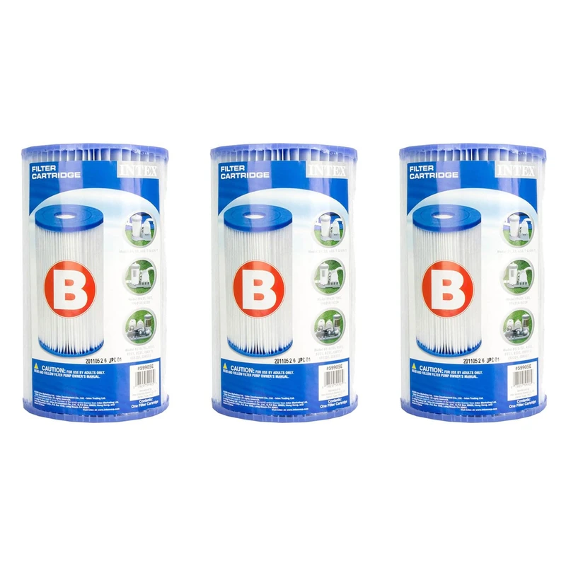 Intex B00LCIR3VS Pool Easy Set Type B Replacement Filter Pump Cartridge (3 Pack), 1, White