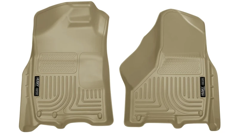 Husky Liners Weatherbeater Series | Front Floor Liners - Tan | 18003 | Fits 2009-2018 Dodge Ram 1500 Crew Cab, 2010-2018 Dodge Ram 2500/3500 Crew Cab, 2019 Dodge Ram 1500 Classic Crew Cab 2 Pcs