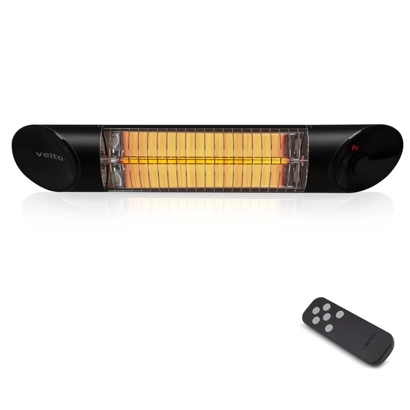Veito Blade Mini 1200W Waterproof IP55 Wall and Ceiling Mounted Indoor and Outdoor Patio Heater, Black/Silver