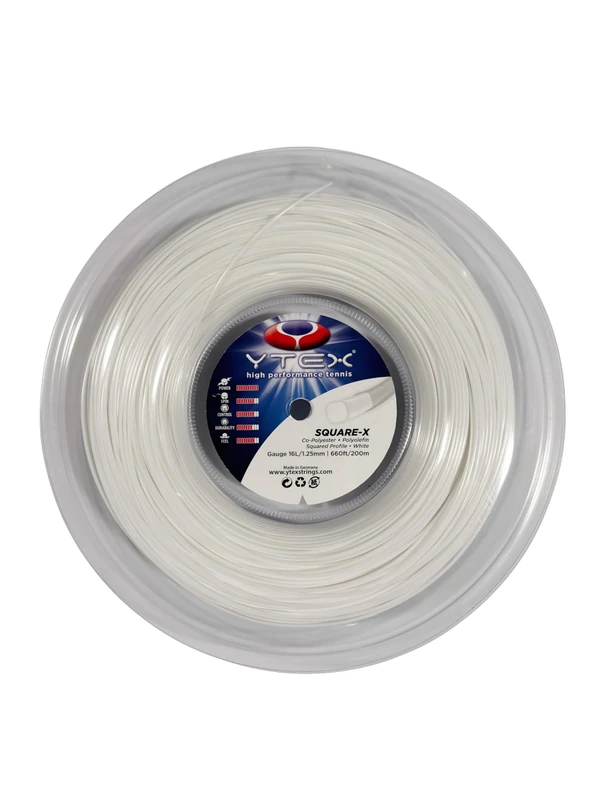 YTEX Square X String, White, 16L-1.25mm; 660-Feet/200m