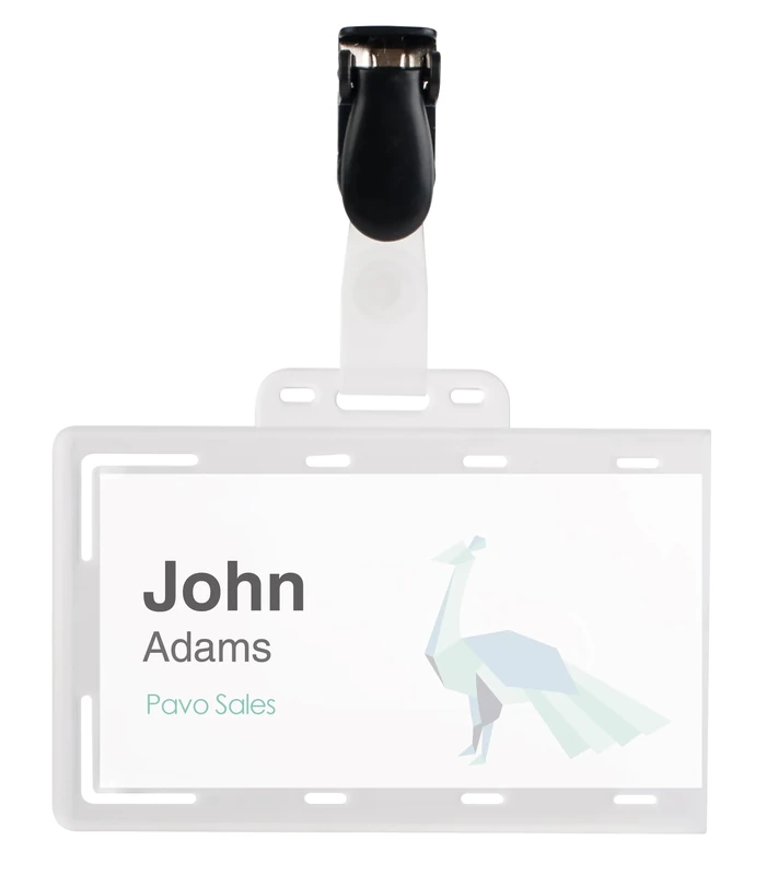 PAVO Premium 54 x 86 mm Security Clip-on Visitor Name Badge (Pack of 50)