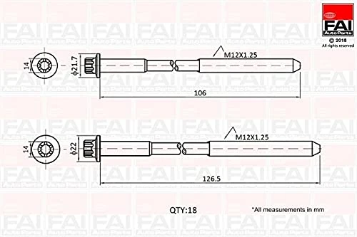 FAI AutoParts Cylinder Head Bolt Kit Part Number: B1027