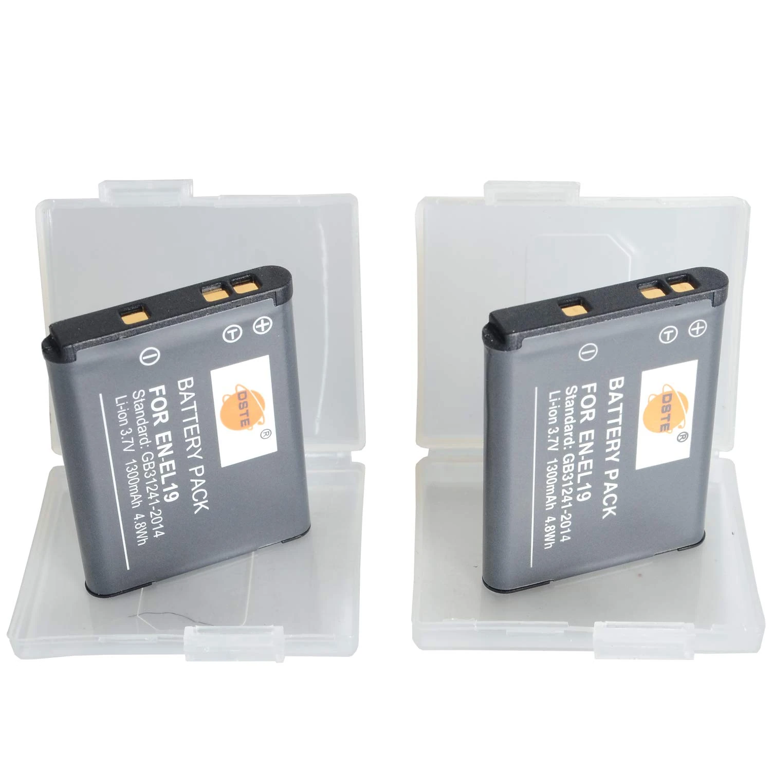 DSTE® 2pcs EN-EL19 Rechargeable Li-ion Battery for Nikon Coolpix S100, S2500, S2600, S2700, S2750, S3100, S3200, S3300, S3400, S3500, S4100, S4150, S4200, S4300, S4400, S5200, S6400, S6500, S6600 Digital Cameras